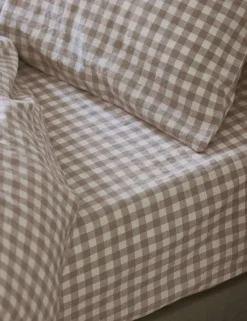 Linen Rich Gingham Fitted Sheet
