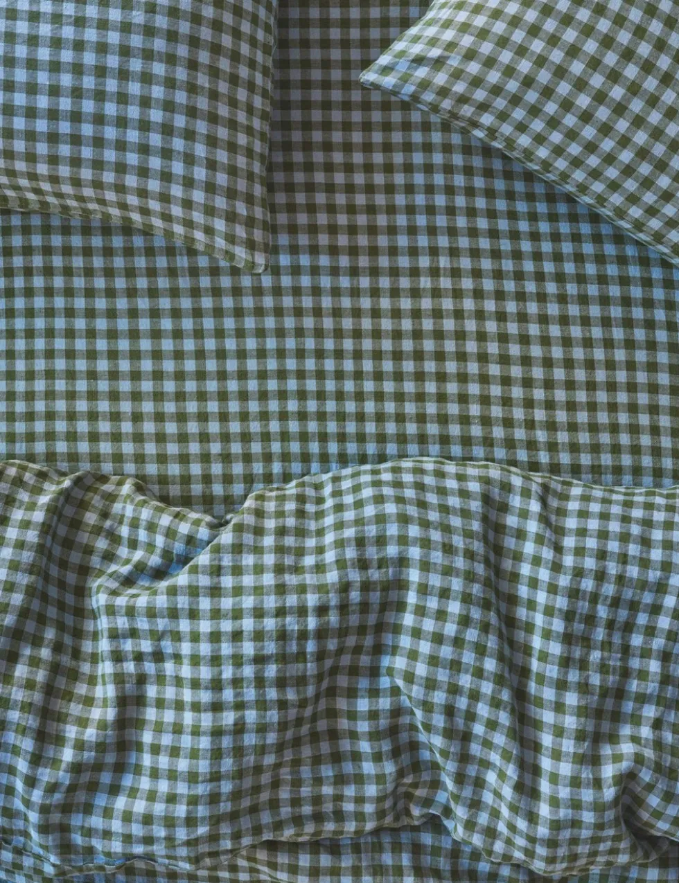 Linen Rich Gingham Fitted Sheet