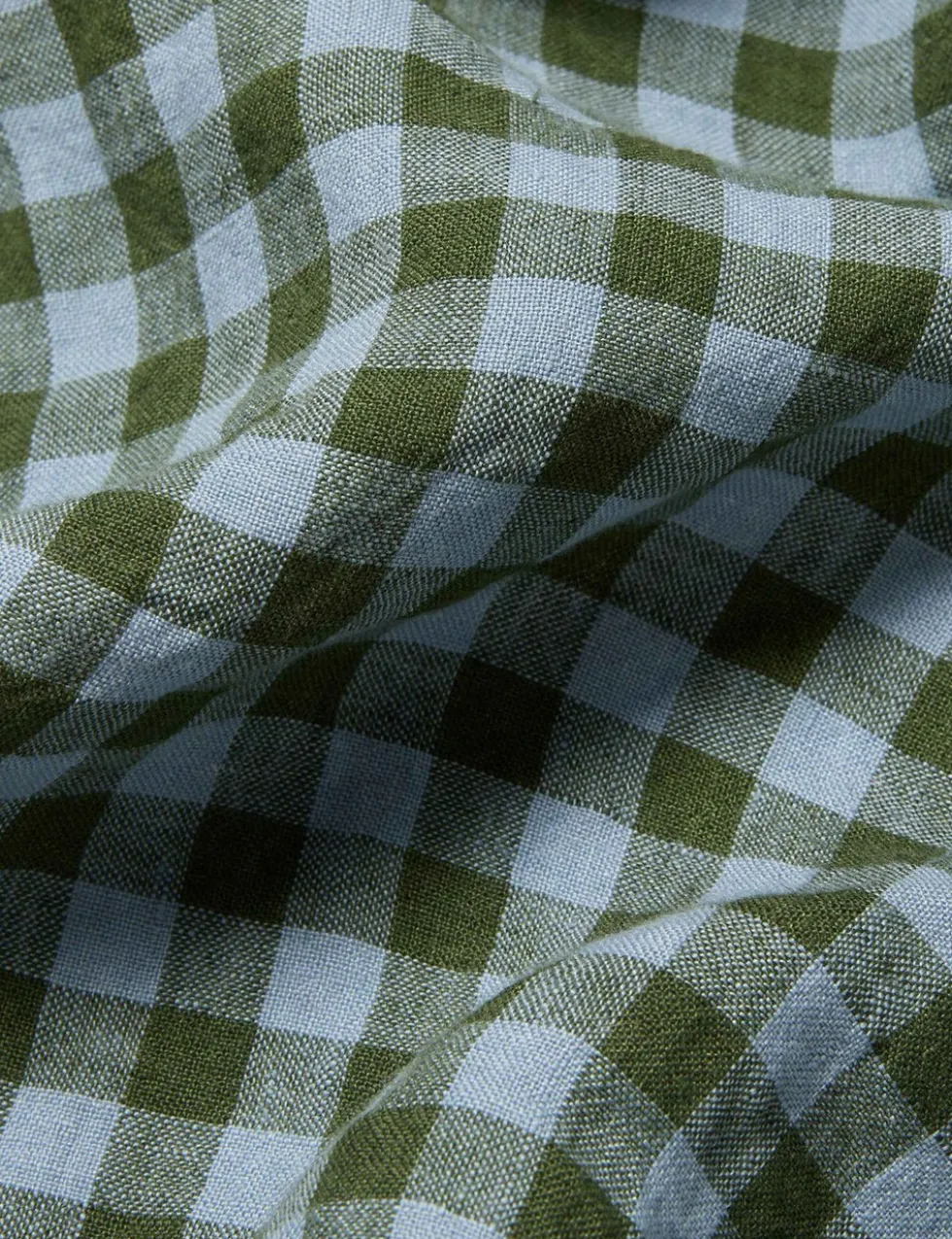 Linen Rich Gingham Fitted Sheet