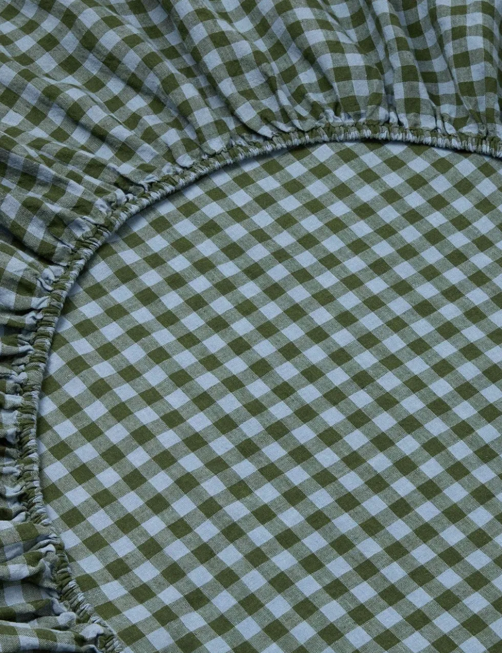 Linen Rich Gingham Fitted Sheet