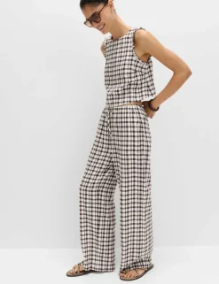 Linen Rich Gingham Vest Top