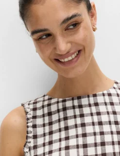 Linen Rich Gingham Vest Top