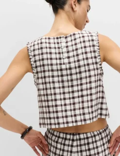 Linen Rich Gingham Vest Top
