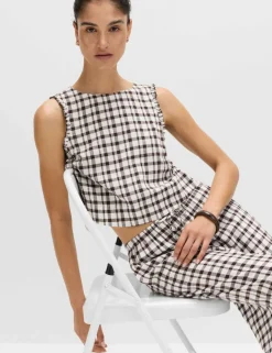 Linen Rich Gingham Vest Top