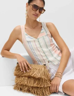 Linen Rich Lace Insert Corset Top