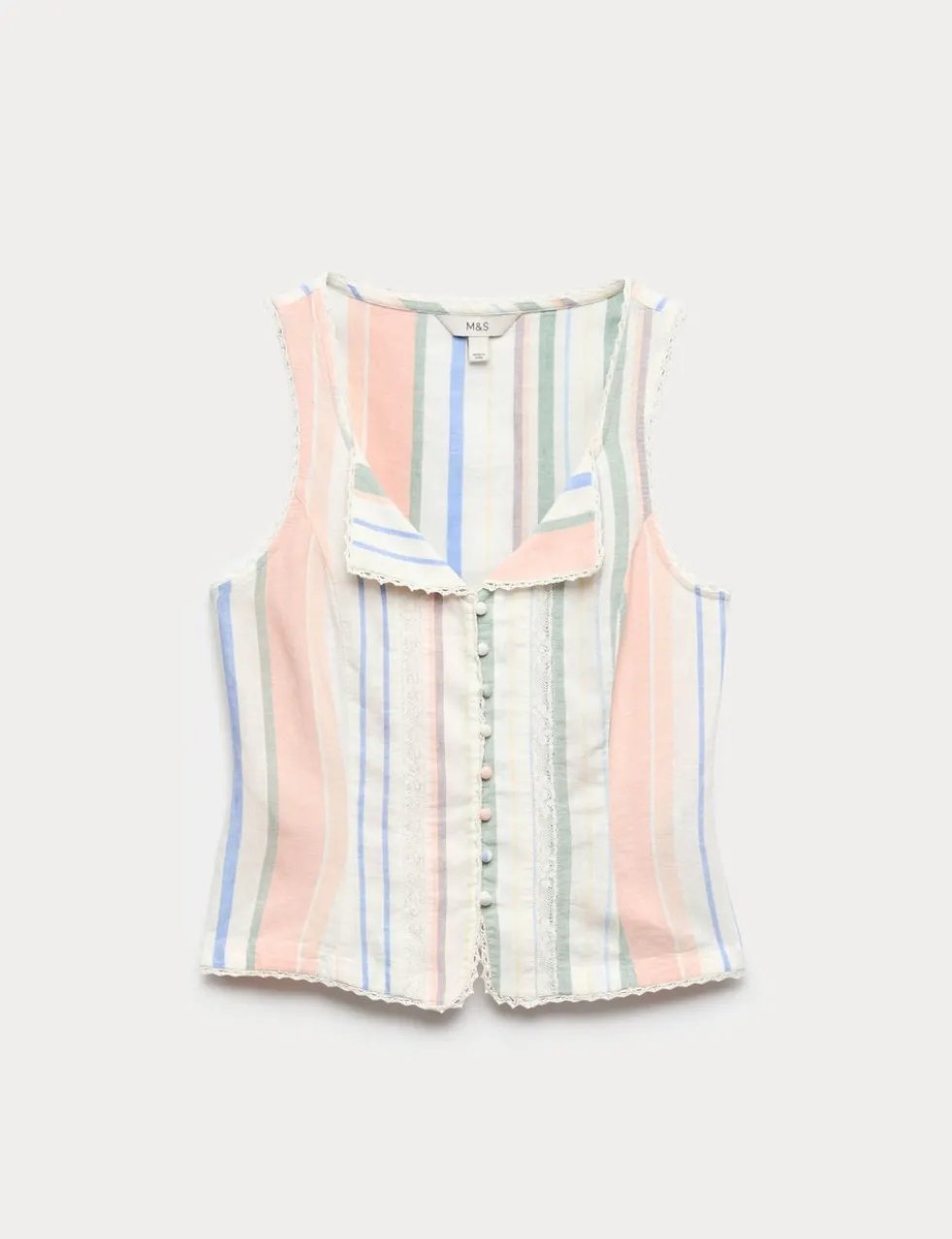 Linen Rich Lace Insert Corset Top