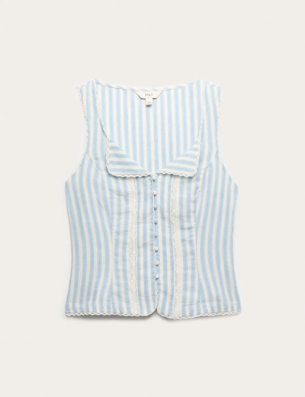 Linen Rich Lace Insert Top