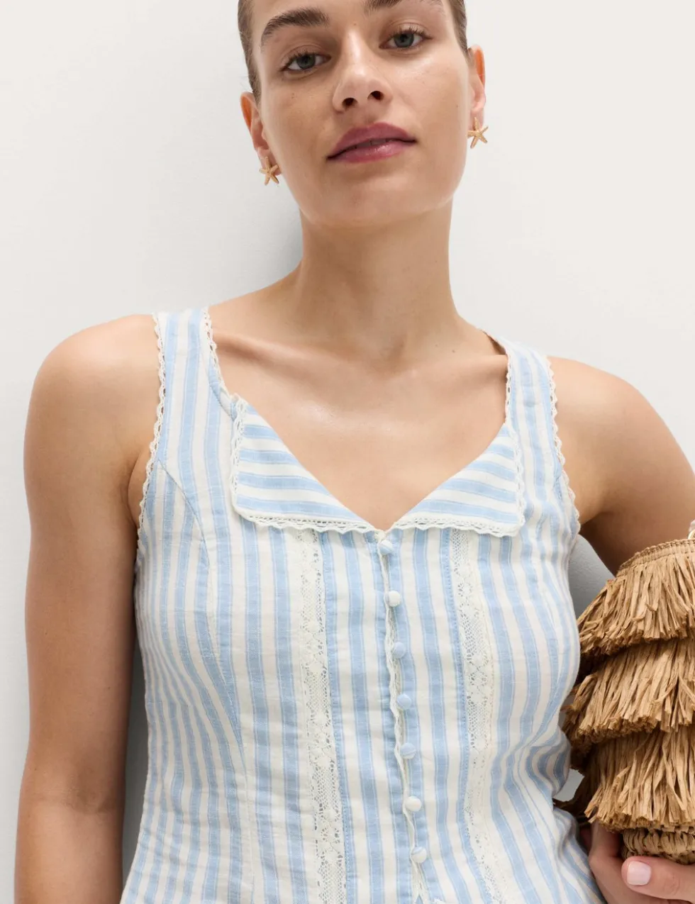 Linen Rich Lace Insert Top