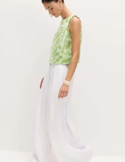Linen Rich Leaf Print Vest Top
