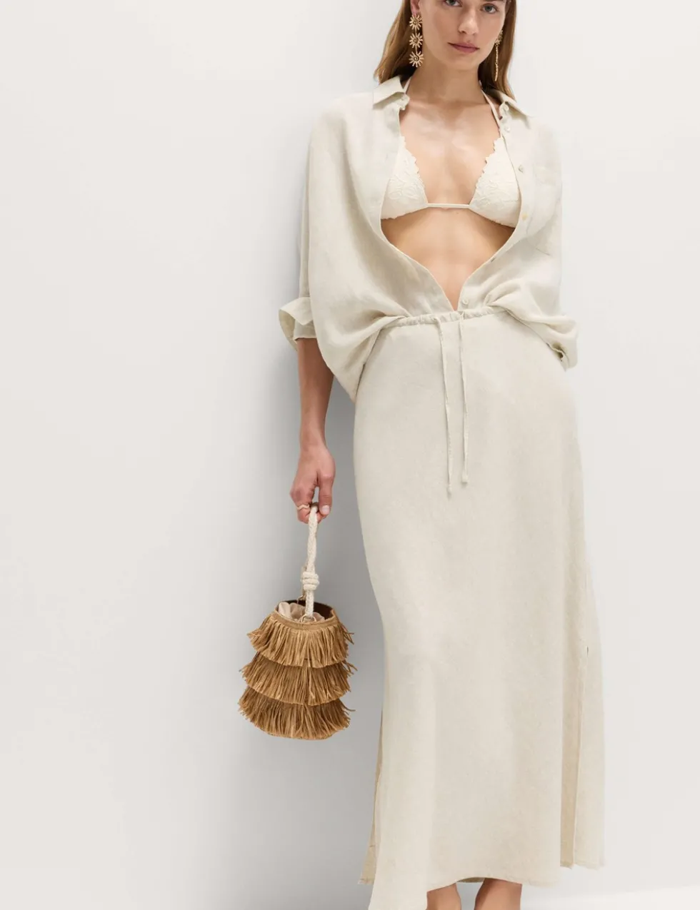 Linen Rich Maxi A-Line Skirt