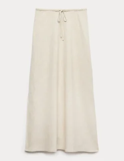 Linen Rich Maxi A-Line Skirt