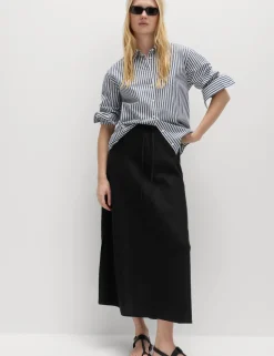 Linen Rich Maxi A-Line Skirt