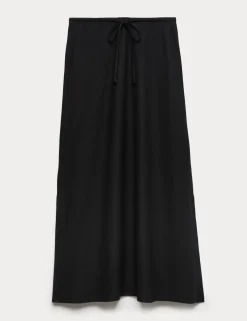 Linen Rich Maxi A-Line Skirt