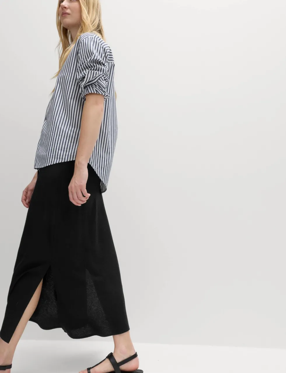 Linen Rich Maxi A-Line Skirt
