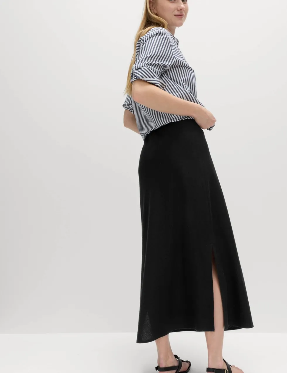 Linen Rich Maxi A-Line Skirt
