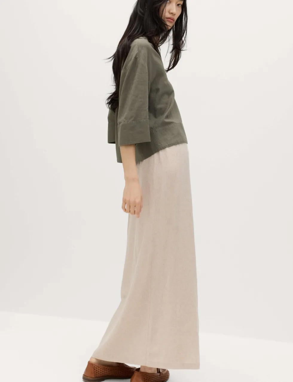 Linen Rich Maxi Wrap Skirt