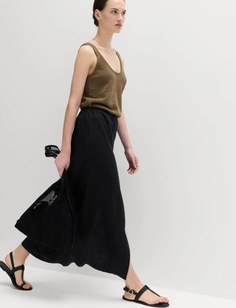 Linen Rich Maxi Wrap Skirt