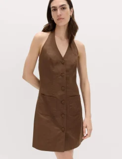Linen Rich Mini Waistcoat Dress