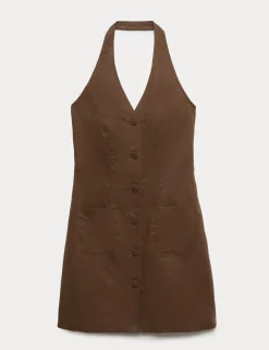 Linen Rich Mini Waistcoat Dress