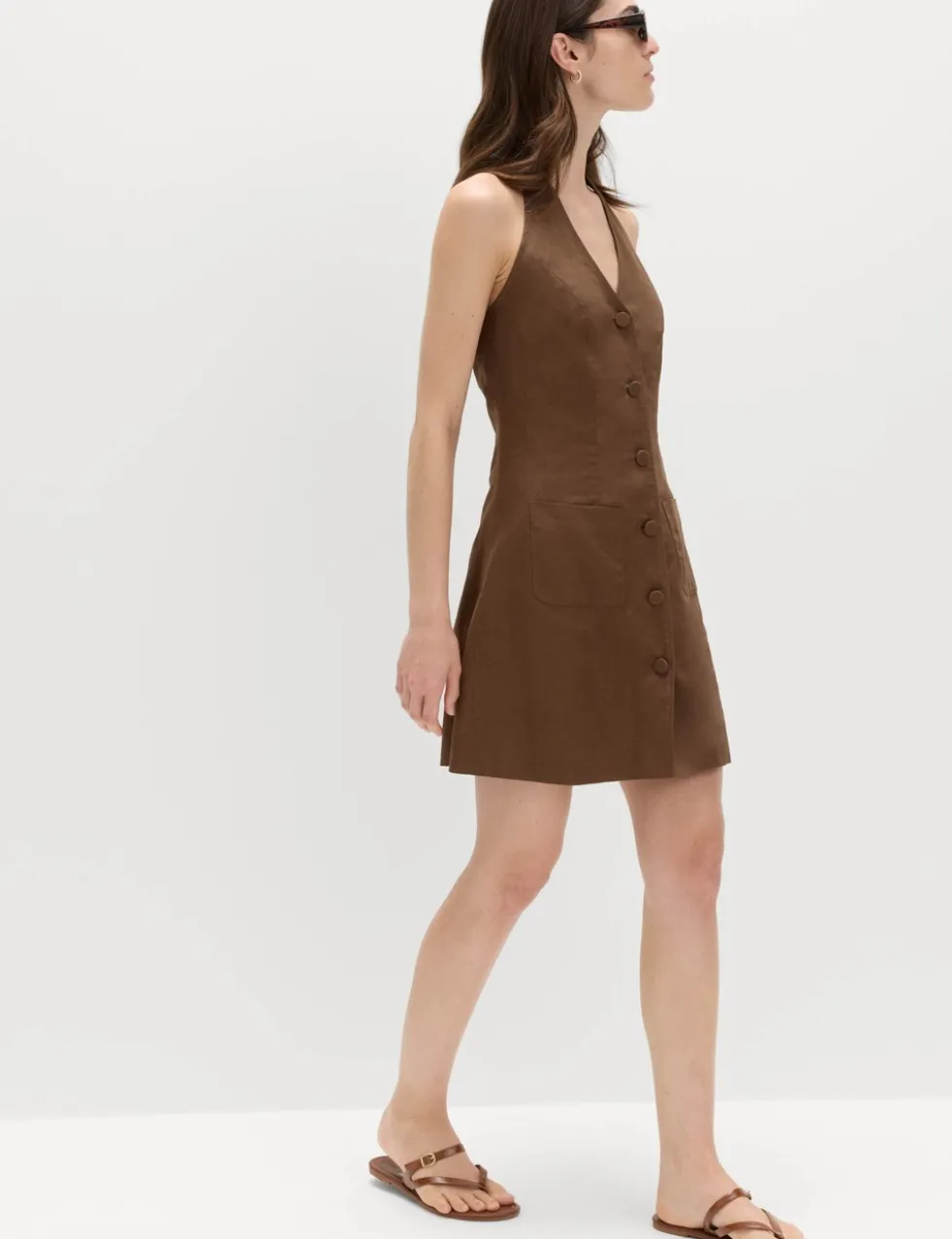 Linen Rich Mini Waistcoat Dress