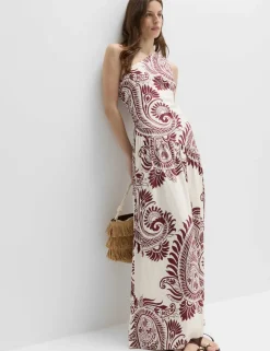 Linen Rich One Shoulder Maxi Shift Dress