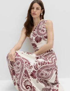 Linen Rich One Shoulder Maxi Shift Dress