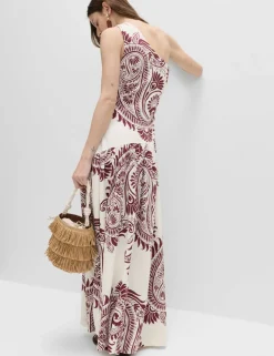 Linen Rich One Shoulder Maxi Shift Dress