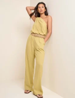 Linen Rich Paperbag Straight Leg Trousers