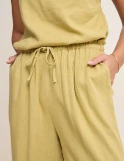Linen Rich Paperbag Straight Leg Trousers
