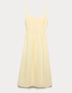 Linen Rich Pintuck Midaxi Skater Dress