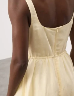 Linen Rich Pintuck Midaxi Skater Dress