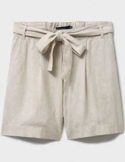 Linen Rich Pleat Front Belted Shorts