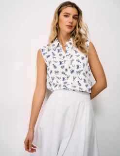 Linen Rich Printed Button Through Shirt