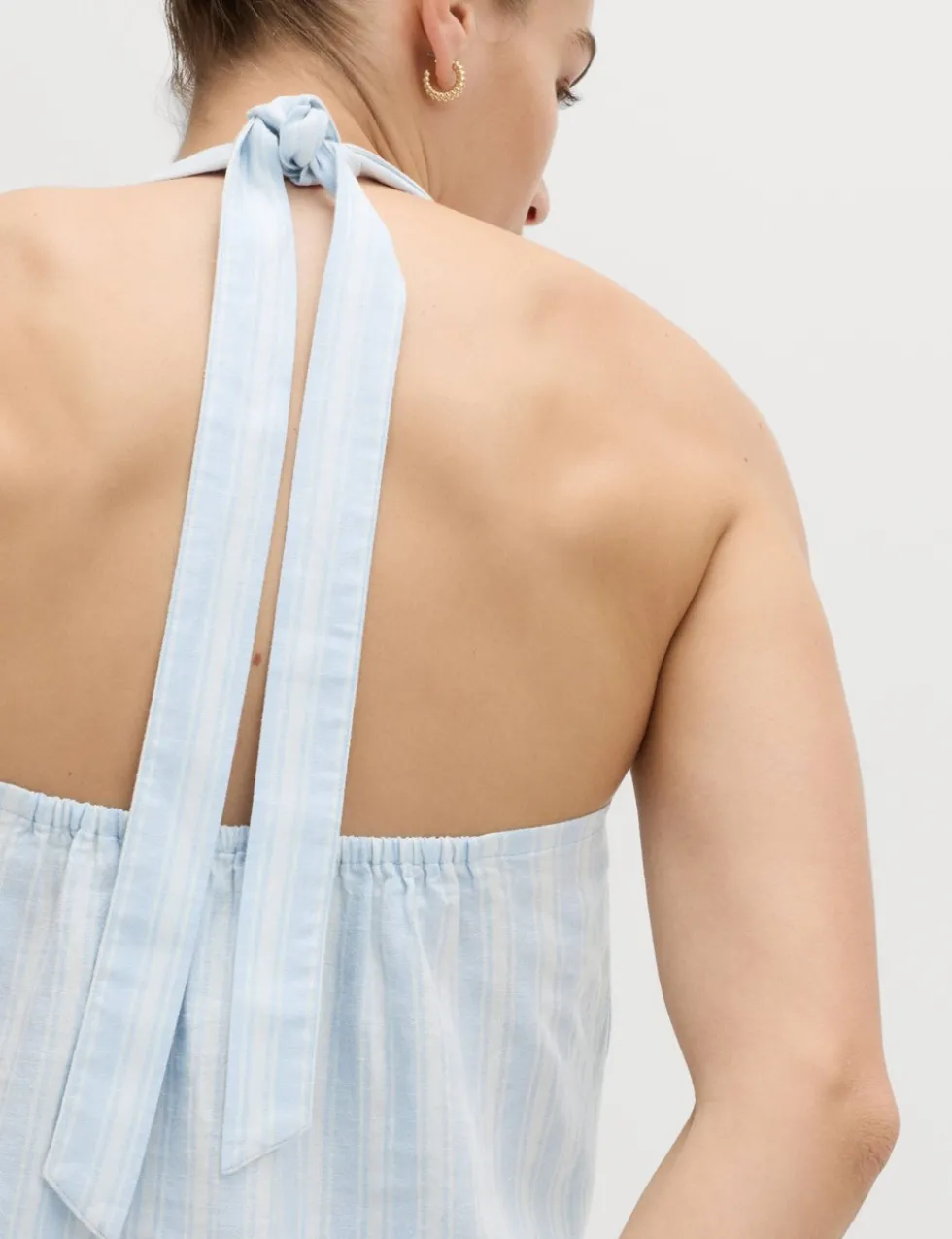 Linen Rich Printed Halter Neck Top