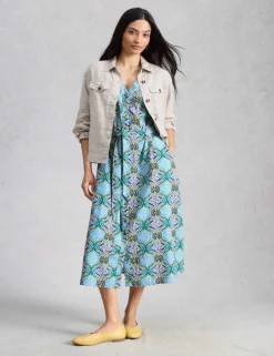 Linen Rich Printed Midi Tea Dress