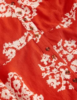 Linen Rich Printed Midi Tea Dress