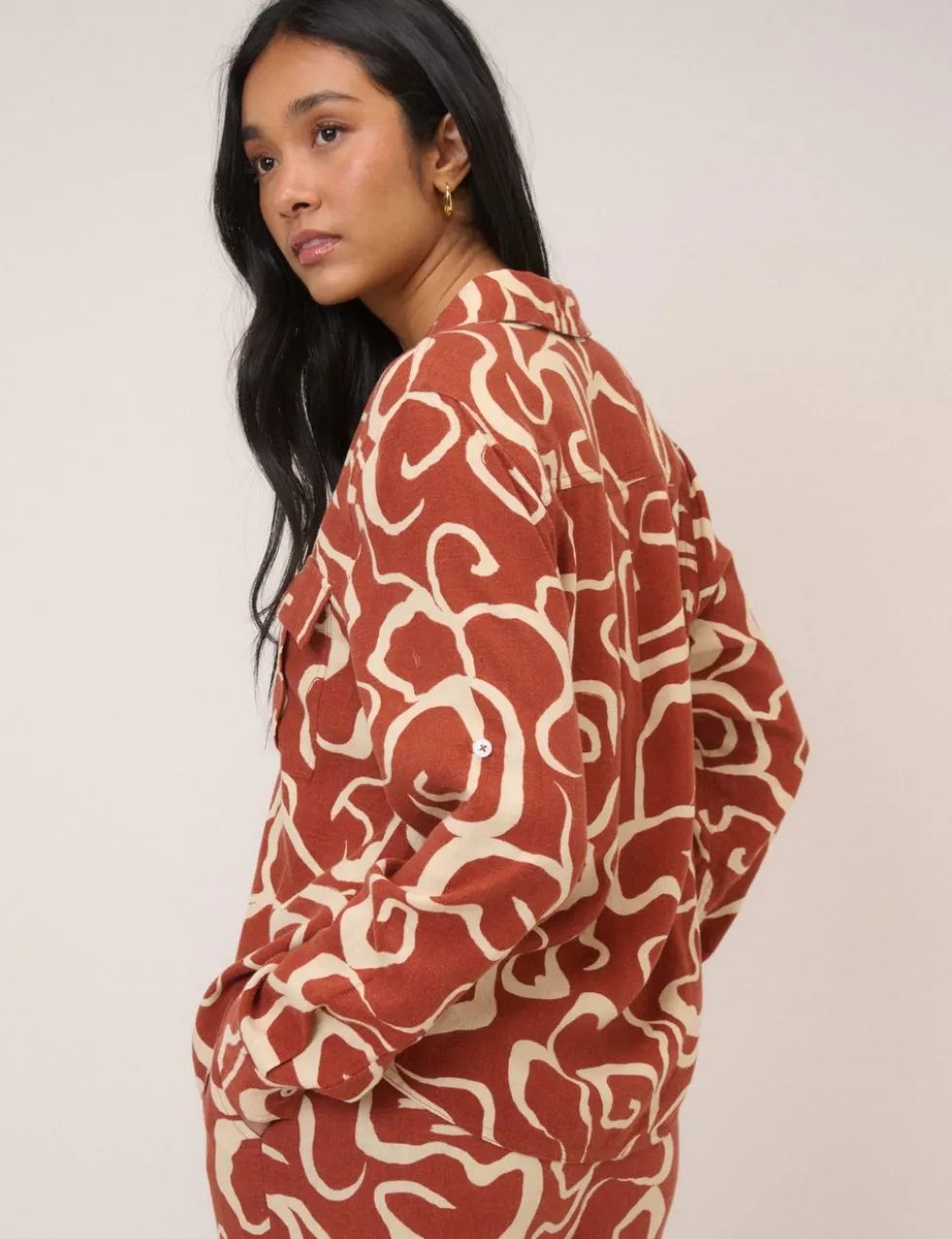 Linen Rich Printed Shirt