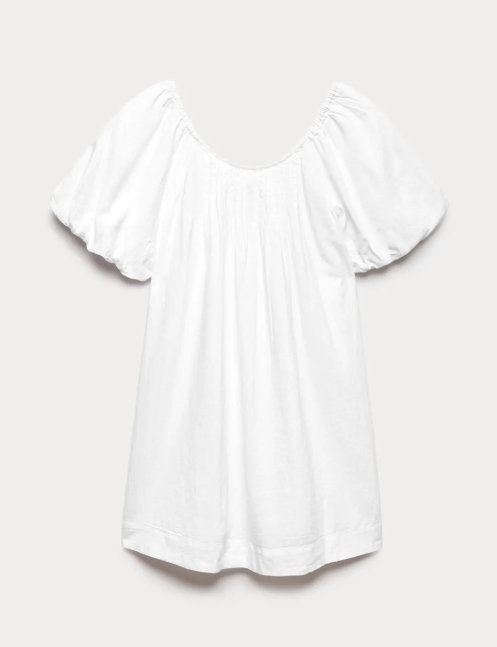 Linen Rich Puff Sleeve Mini Smock Dress