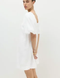 Linen Rich Puff Sleeve Mini Smock Dress