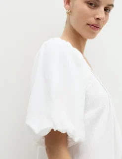 Linen Rich Puff Sleeve Mini Smock Dress