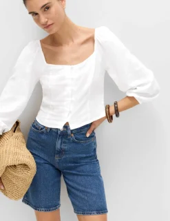 Linen Rich Puff Sleeve Top