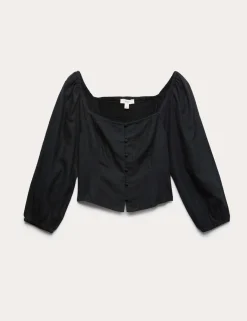 Linen Rich Puff Sleeve Top