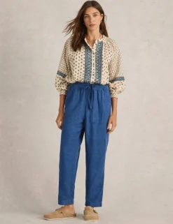 Linen Rich Relaxed Ankle Grazer Trousers