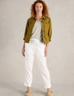 Linen Rich Relaxed Ankle Grazer Trousers