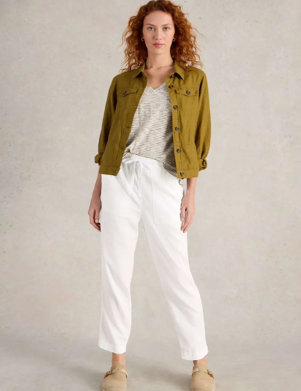 Linen Rich Relaxed Ankle Grazer Trousers