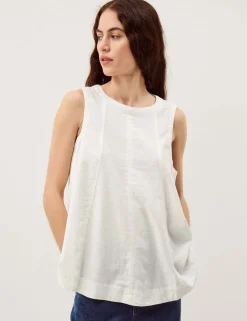 Linen Rich Round Neck Vest Top