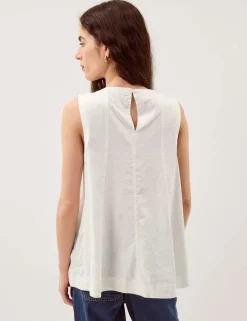 Linen Rich Round Neck Vest Top