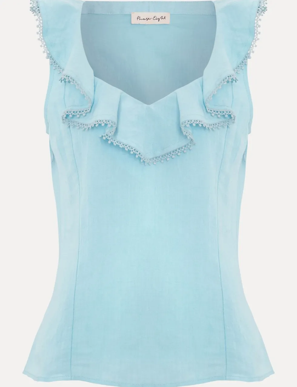 Linen Rich Ruffle Trim Top