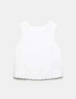 Linen Rich Scallop Vest Top
