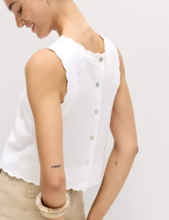 Linen Rich Scallop Vest Top